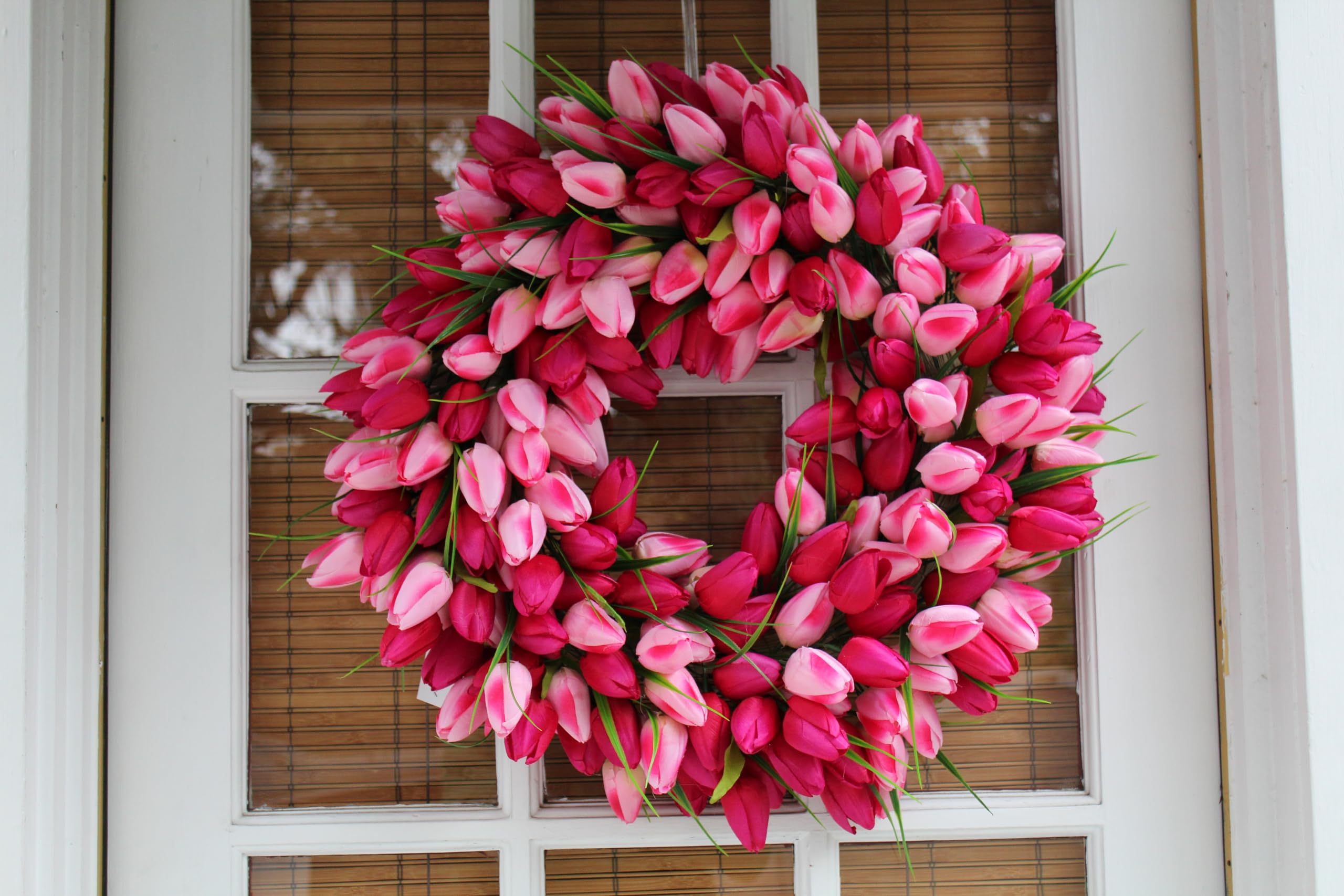 QIAYA The Wreath Depot Pink Medley Tulip Spring Door Kranz 48,3 cm