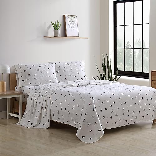 Vista 114 de Eddie Bauer - Full Sheets, Cotton Flannel Bedding Set, Brushed For Extra Softness, Cozy Home Decor (Dog Friends, Full)