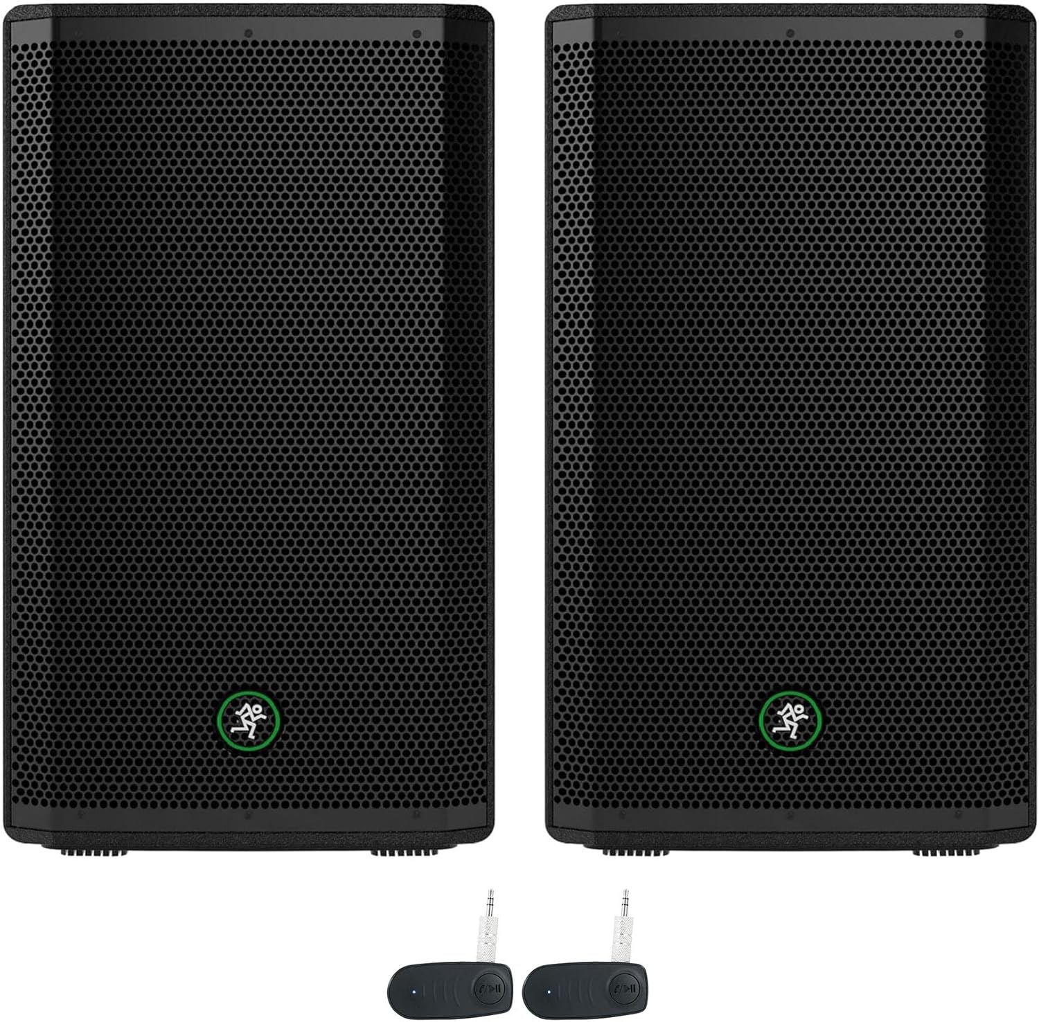 Audiosavings Bundle: (2) Mackie Thrash212 12 1300W Powered Active DJ PA Speaker Thrash 212 Bundle with (1) Rockville BT-Link Pair of Aux to Bluetooth Adapters to Link 2 Speakers Together (3 Items)