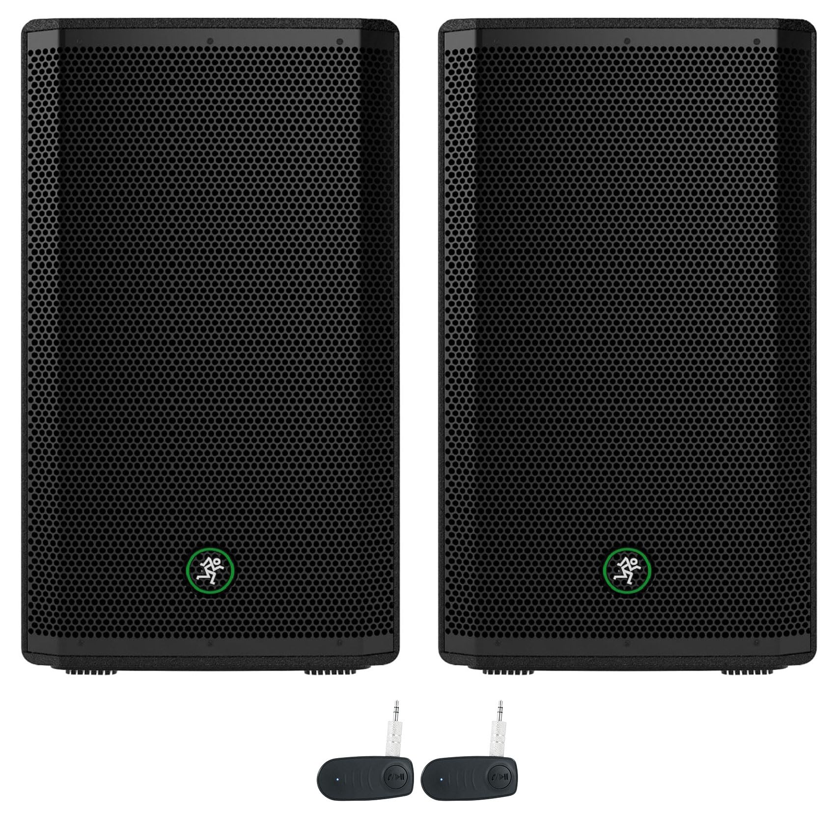 Audiosavings Bundle: (2) Mackie Thrash212 12 1300W Powered Active DJ PA Speaker Thrash 212 Bundle with (1) Rockville BT-Link Pair of Aux to Bluetooth Adapters to Link 2 Speakers Together (3 Items)
