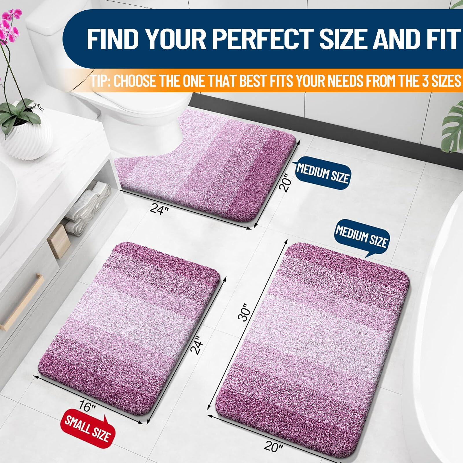 OLANLY Bathroom Rug Mat 24x16, Extra Soft and Absorbent Microfiber Bath Rugs, Non-Slip Plush Shaggy Bath Carpet - Image 2