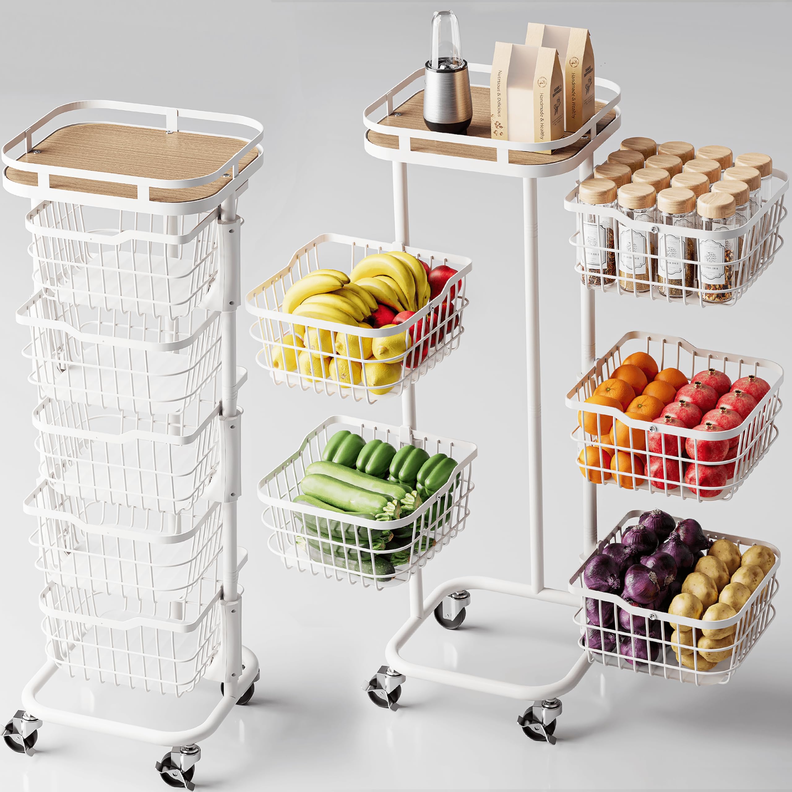 Ocyfym 5 Tier Kitchen Fruit Vegetable Storage Cart - kitchen furniture | Mubboo