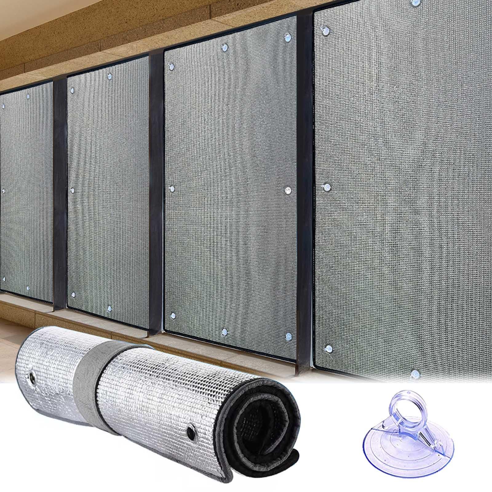 Kgudys Wxh Suction Cup Blackout Window Film,Double Aluminium Foil Shield Insulation Film,Heat Reflective Window Film For Sun Rooms,Anti-Glare,Glass Tint Film,Sunshade Window Stickers,-85X140cm/33''X55''