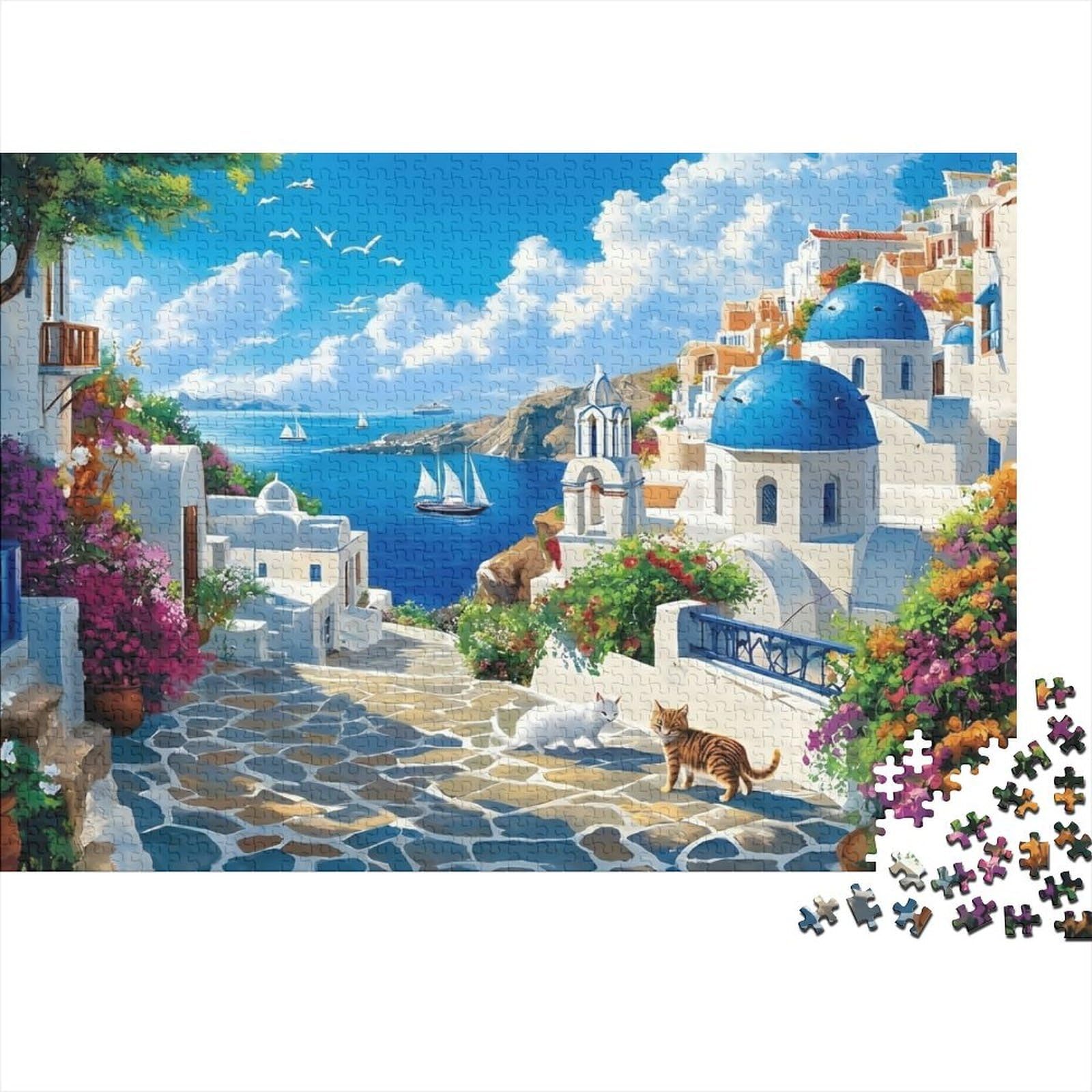 Aegean Dream Village 1000 Piece Jigsaw Puzzle for Adults Relaxation 38x26cm/1000pcs