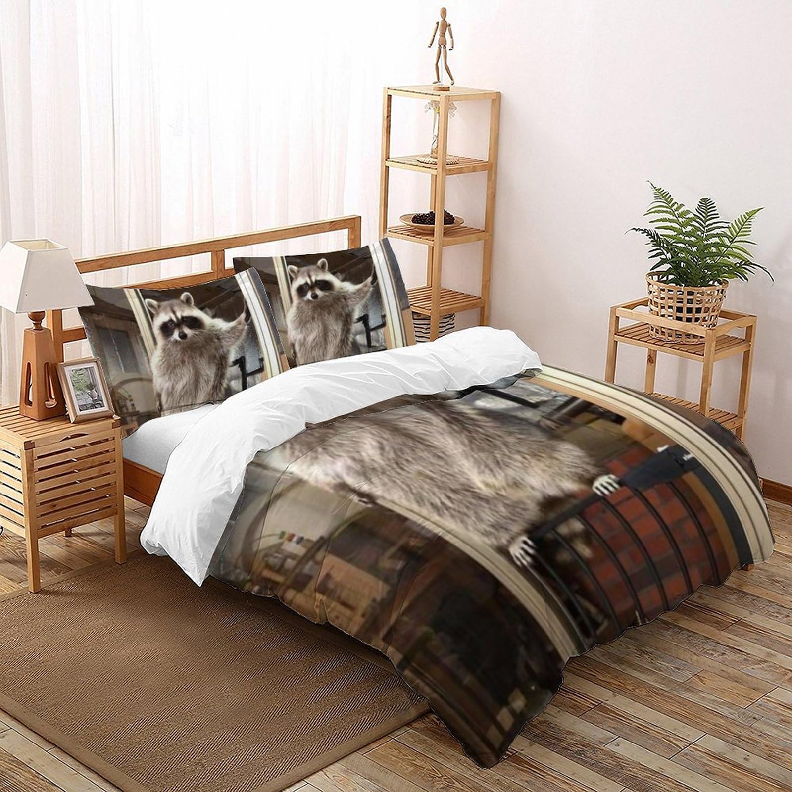 Housse de couette 260x220 raton laveur microfibre pour lit super king