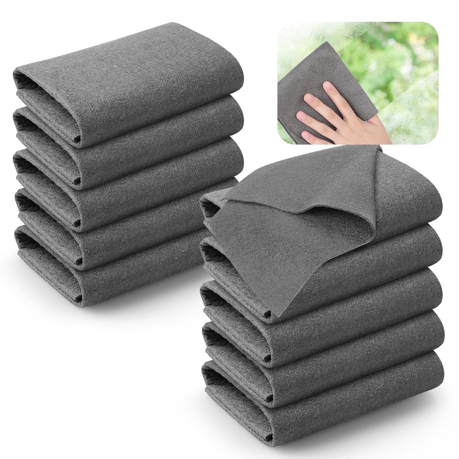 AiQInu 10 x Window Cleaning Cloths Microfibre Cleaning Cloth, Thickened Magic Cleaning Cloth, Cleaning Cloth for Crystal Clear and Streak-Free Windows 30 x 30 cm
