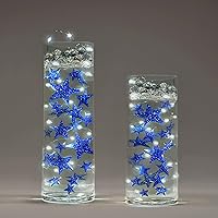 Vista 1 de Vase Pearlfection 50 estrellas azules flotantes, brillantes, tamaños jumbo, llena 1 galón de geles transparentes para un efecto flotante, con bolsa
