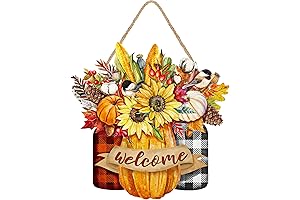 Fall Thanksgiving Sign - Autumn Pumpkin Harvest Hanger Welcome Decoration