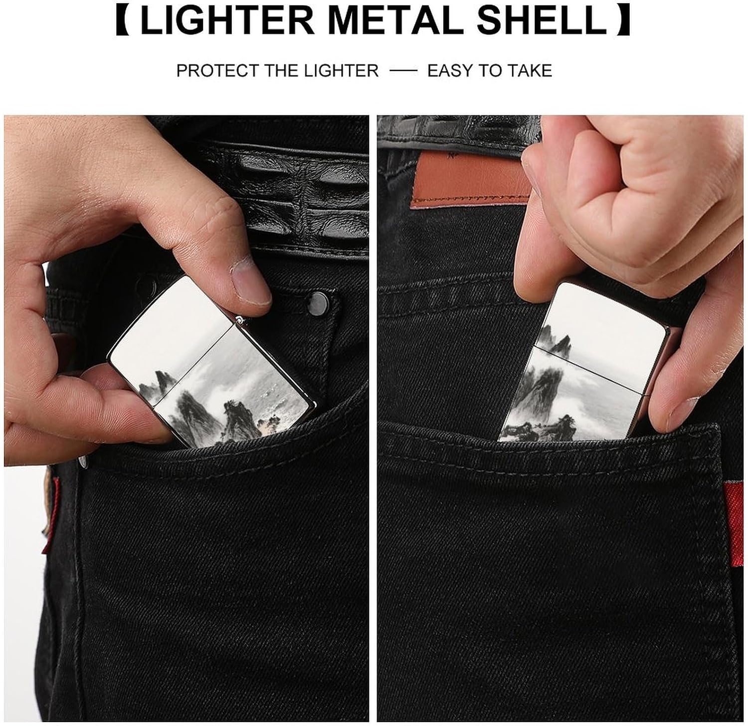 Chinese Ink Painting Lighter Case Cover Holder Lighter Sleeve
