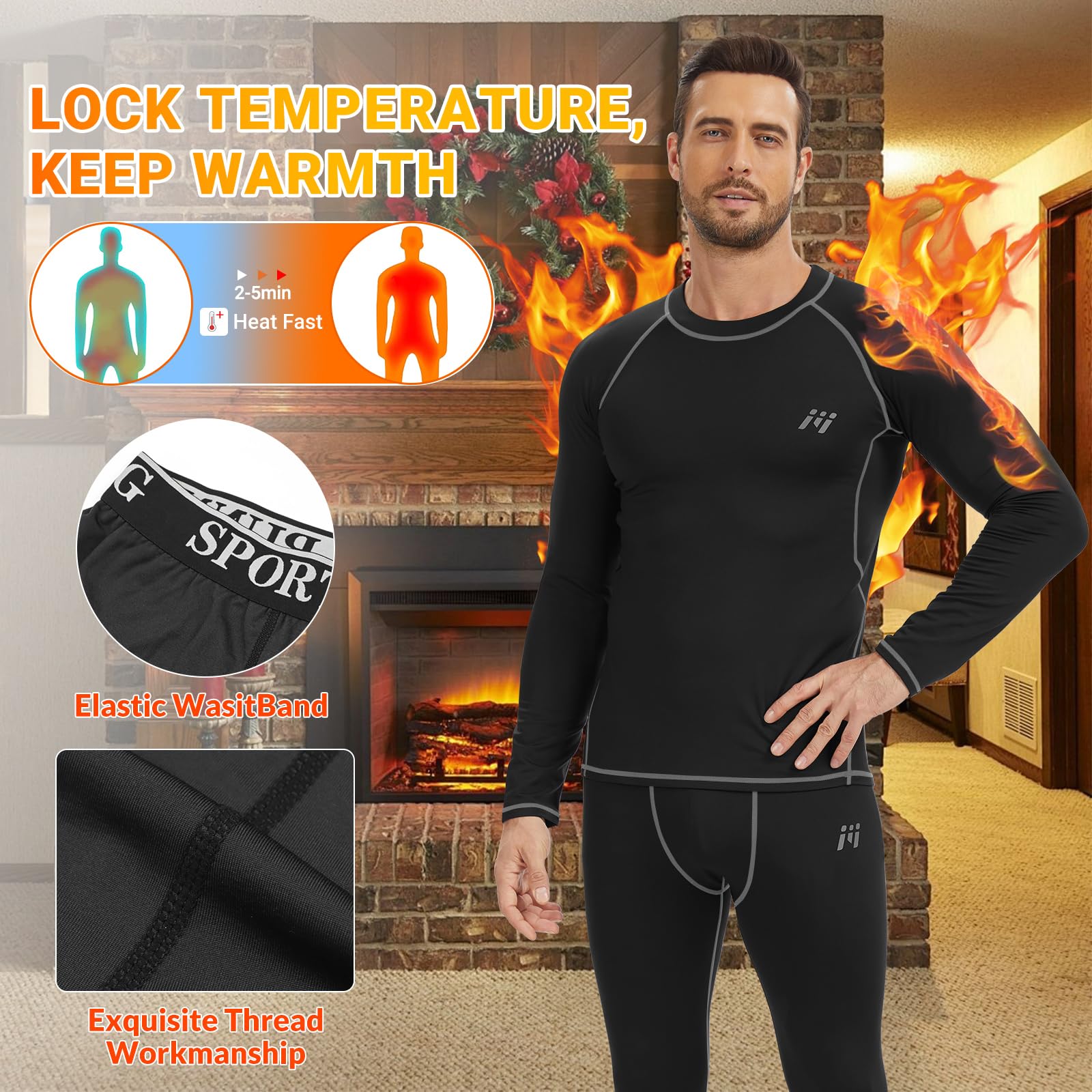MEETYOO Thermounterwäsche Herren 1/3Pack, Funktionsunterwäsche Skiunterwäsche Winter Thermowäsche Set Thermo Unterwäsche Warm Weich Atmungsaktiv für Männer Sport