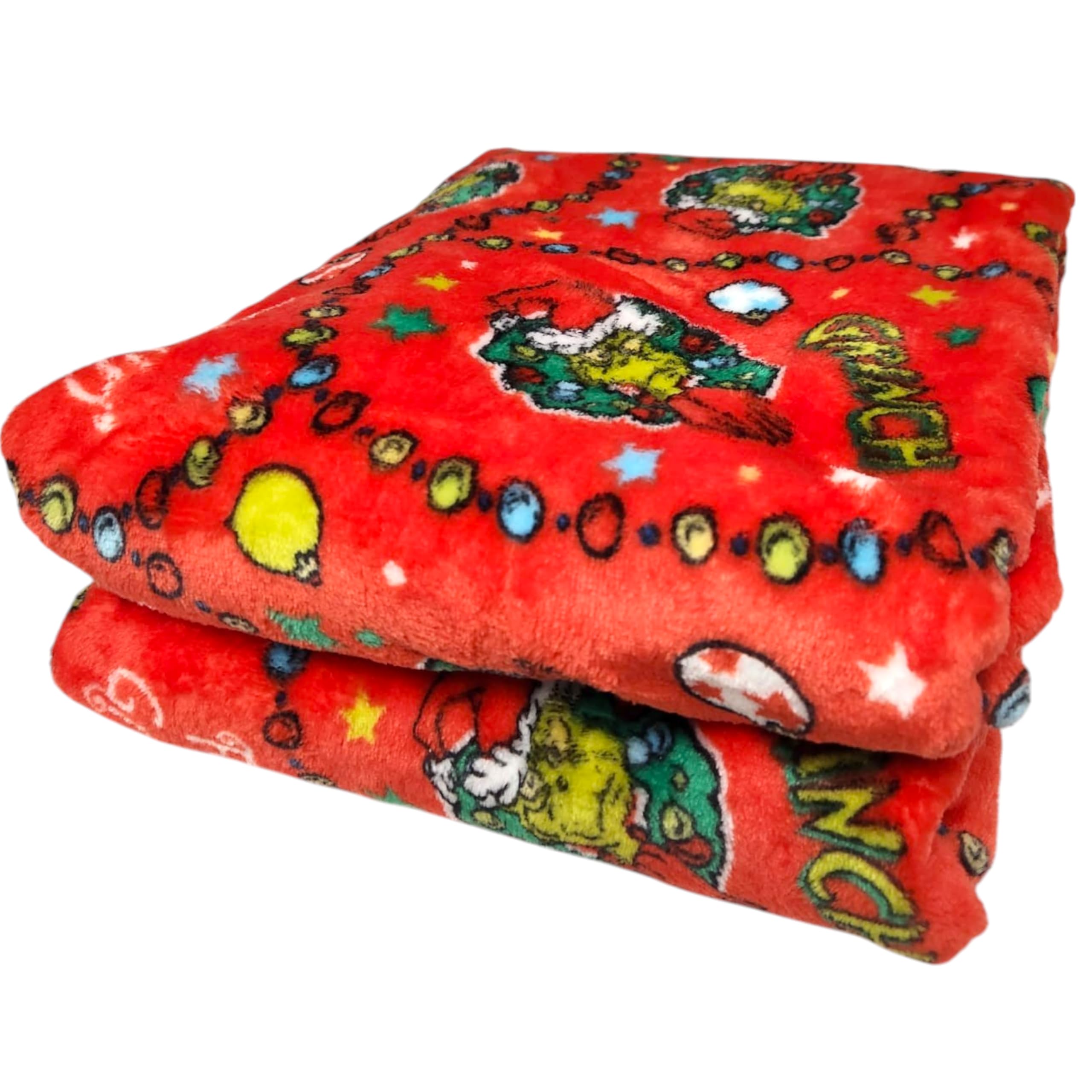 Divas World Red The Grinch Fleece Throw Soft Cosy Breathable Novelty Christmas Xmas Blanket Gift Set New (Red)