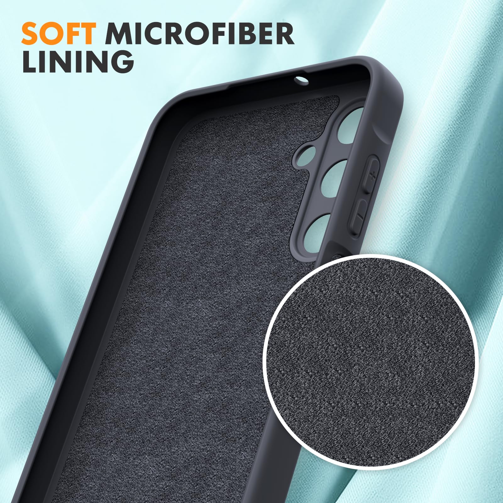 Vansdon Cover Compatibile con Samsung Galaxy A25 5G, 2 Pellicola Protettiva in Vetro Temperato, Gomma Gel di Silicone Liquida Antiurto Custodia - Grigio Scuro