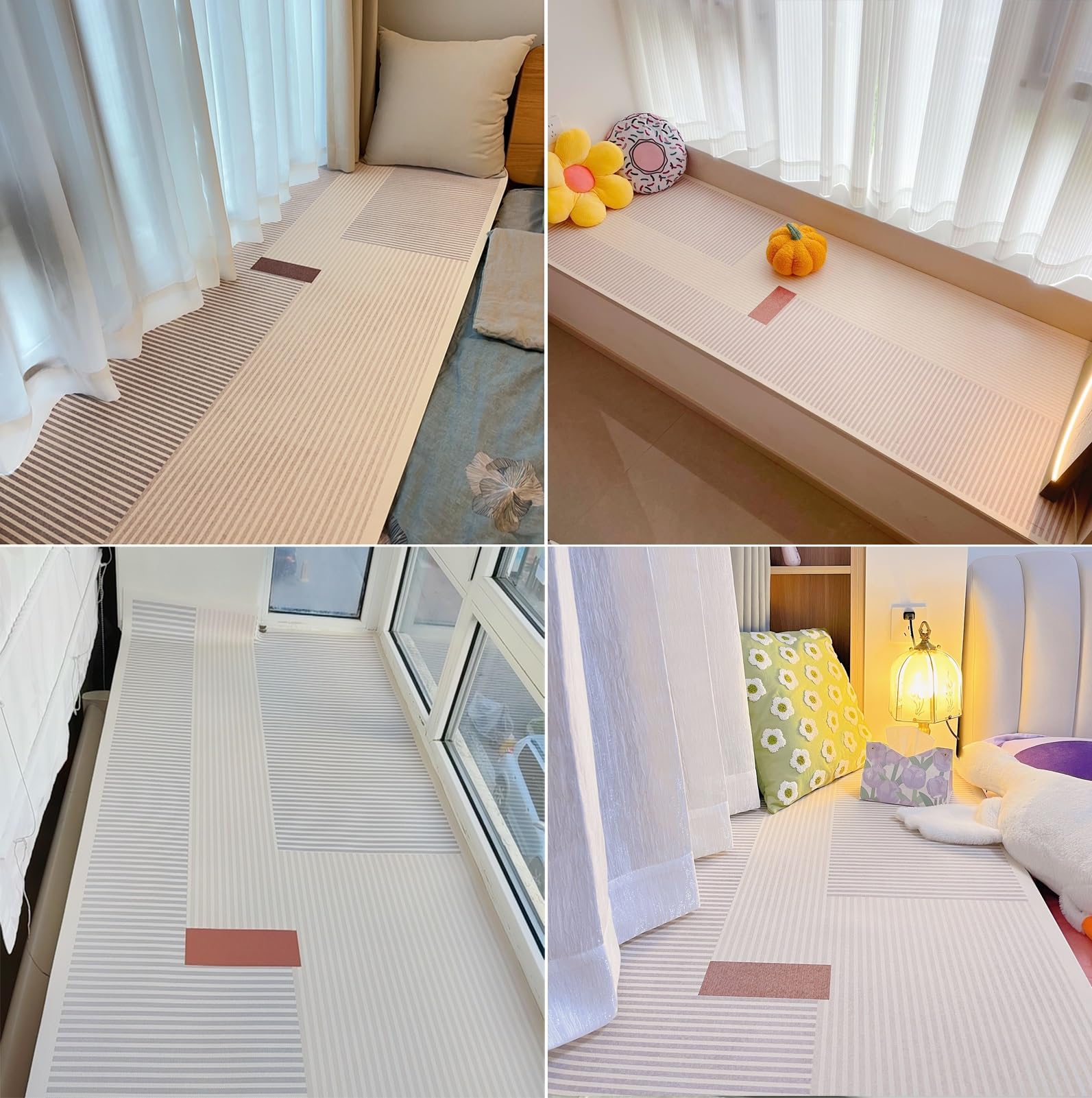 Mata na Parapet Przycinana Dekoracyjna Poduszka Pod Telewizor, Wodoodporna Skórzana Mata Parapet, Odporna Zarysowania, Poduszka Okno Wykuszowe Balkon(L240x35cm(95x14"))