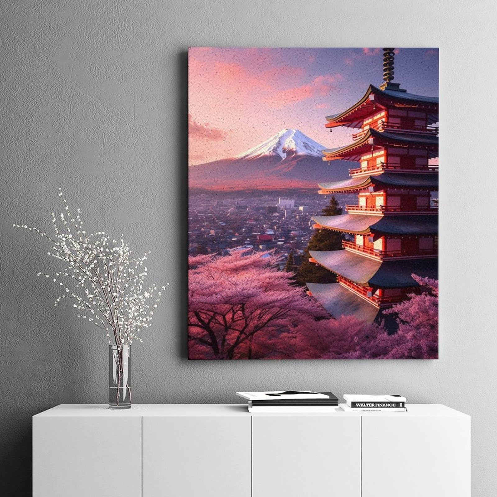 Amazon | 日本の五重塔と富士山 数字油絵 建物風景の写真 数字