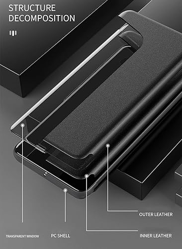 Miniatura 7 de Funda para Huawei P20 Pro, Huawei P20 Pro Funda Clear View de piel sintética con función atril Smart Window Flip Case Mujeres Hombres Funda