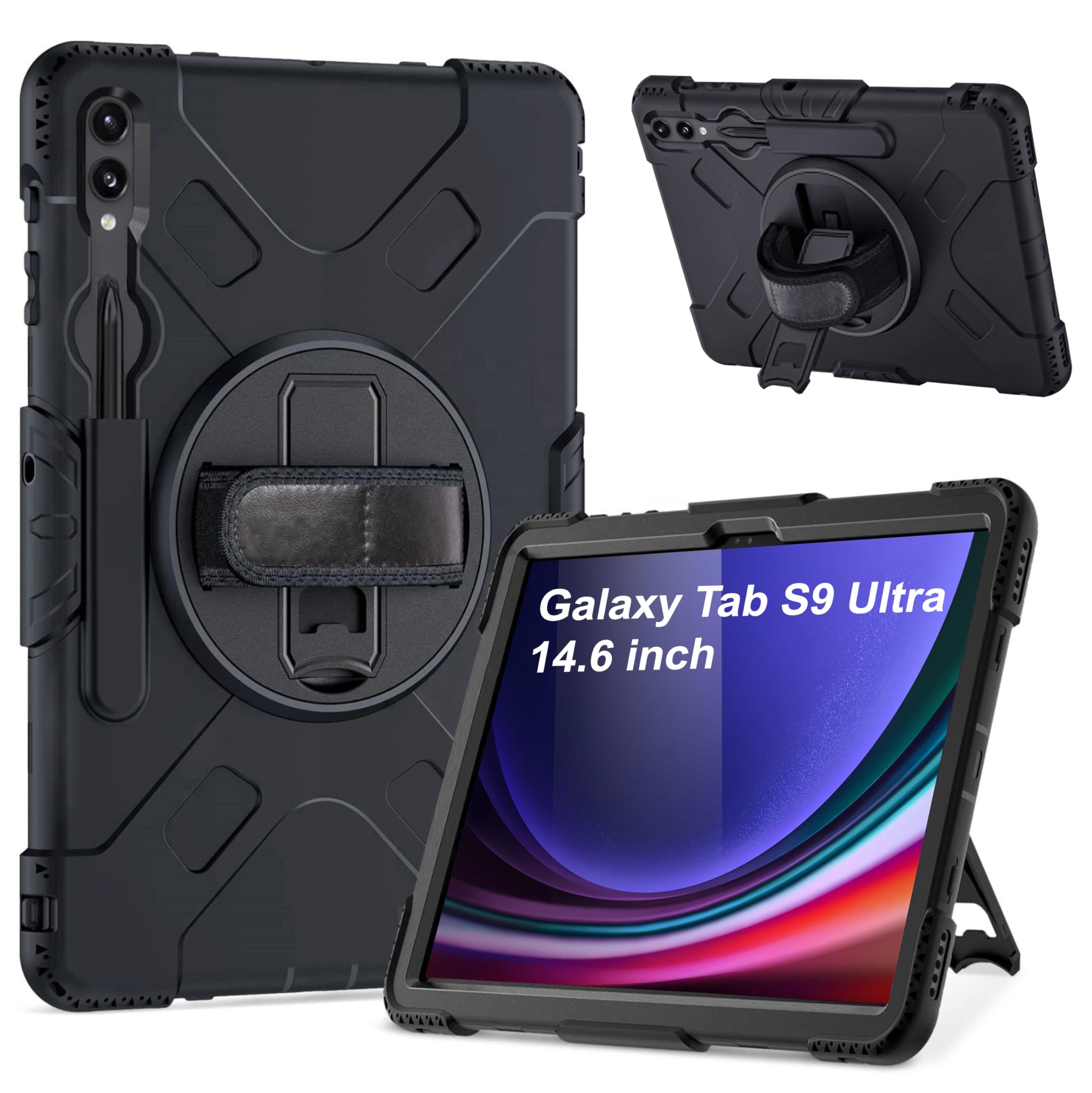 TGK Heavy Duty Hybrid Case for Samsung Galaxy Tab S9 Ultra 14.6 inch Shockproof Sturdy Cover with Rotating Stand, Handle and Pen Holder Black (B0DHYKNB72) Amazon Price History, Amazon Price Tracker
