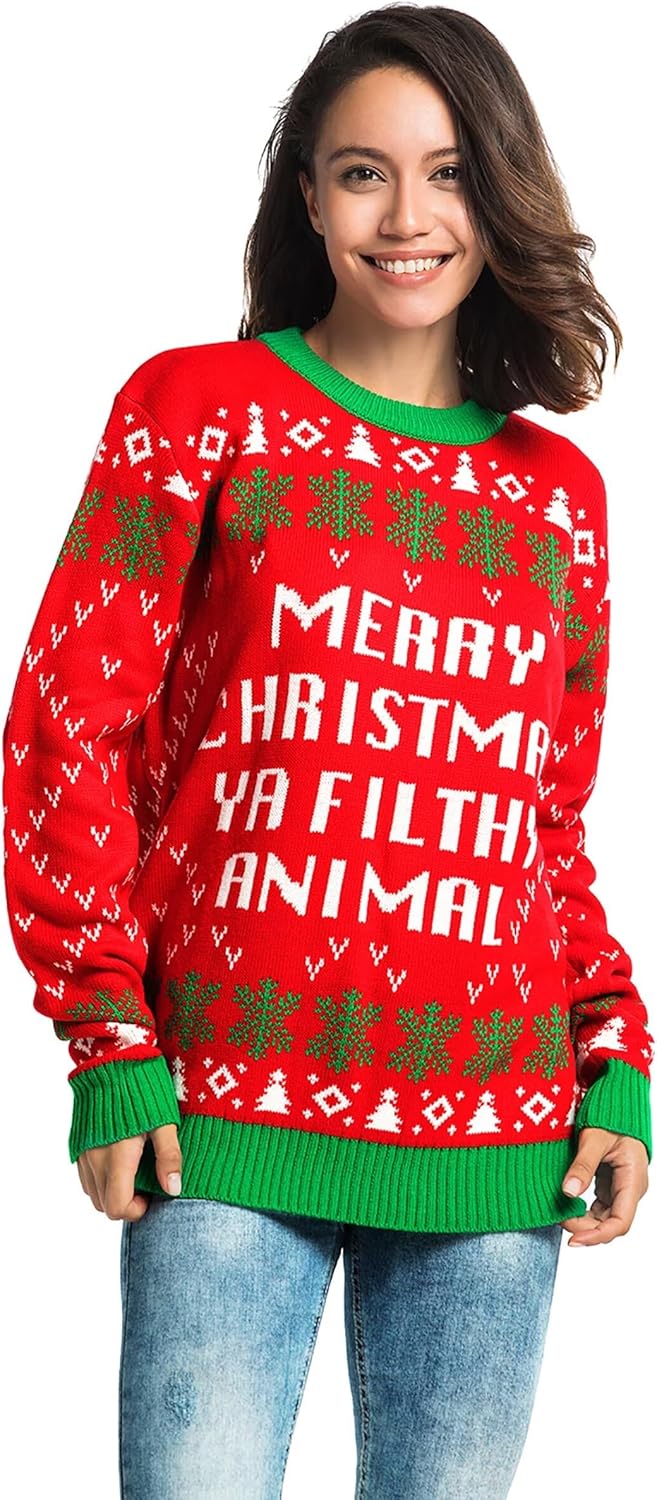 Unisex Women`s Ugly Christmas Sweater Mens Novelty Home Alone Pullover for Party Fun