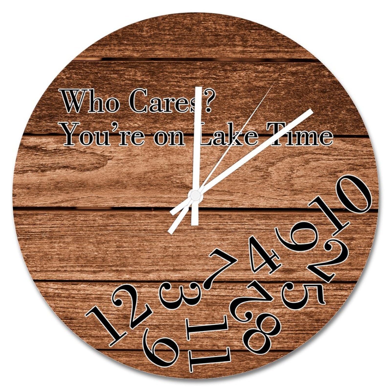 Horloge murale en bois Who Cares de 38 cm, décoration murale marron foncé