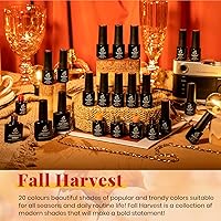 Vista 5 de Beetles - Juego de 20 esmaltes de uñas de gel, esmalte de uñas de gel color granate completo, esmalte de uñas de gel dorado y amarillo, esmalte