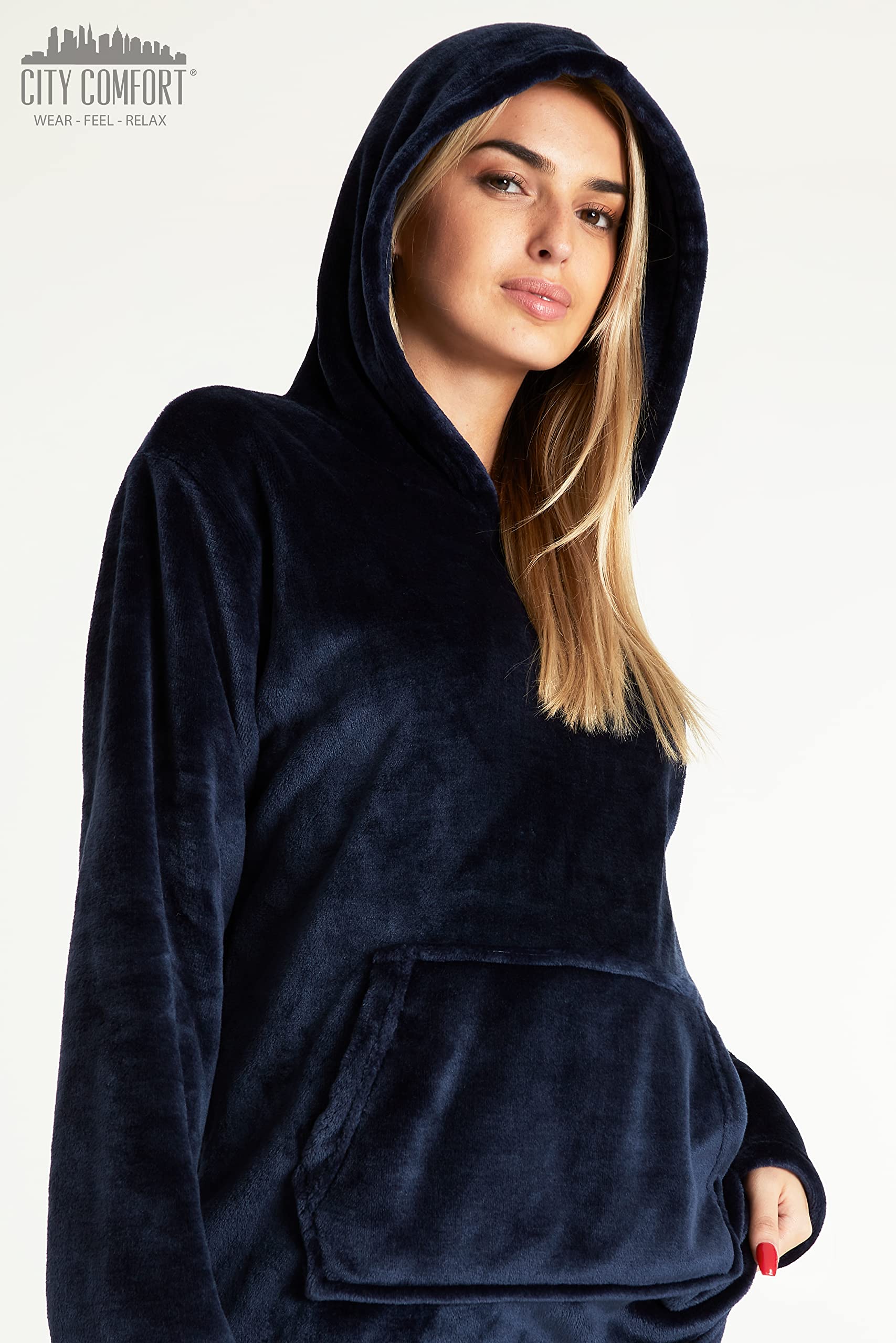 CityComfort Set Pigiama Donna Invernale in Pile, Pigiami con Cappuccio, 2 Pz Abbigliamento da Casa, Regalo Donna Adolescenti
