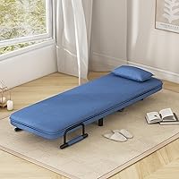 Vista 5 de KOMFOTT Silla convertible, silla de dormir con respaldo ajustable de 5 posiciones y almohada lumbar, 2 patas de metal ocultas y 2 ruedas