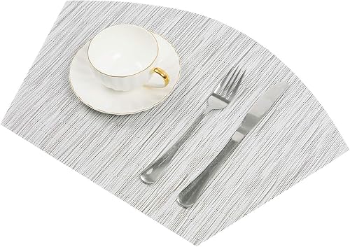 Miniatura 58 de SHACOS - Manteles individuales de PVC para mesas redondas, manteles individuales con curvatura, antideslizantes, resistentes al calor, de vinilo,