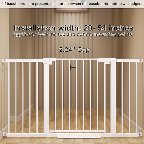 Miniatura 3 de Puerta de bebé de 30 pulgadas de alto para escaleras y puertas, se adapta a aberturas de 29 a 54 pulgadas de ancho, cierre automático, montado a