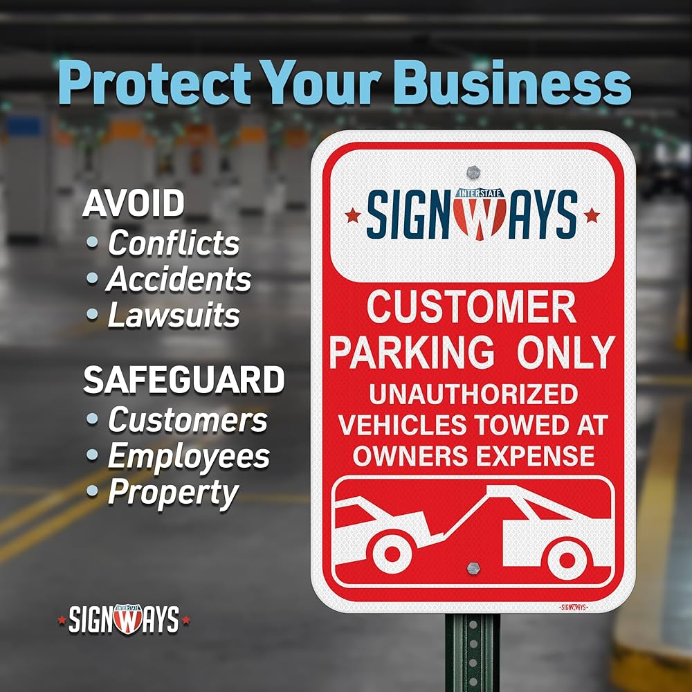 Customer parking only ロードサイン Amazon.com: SignWays