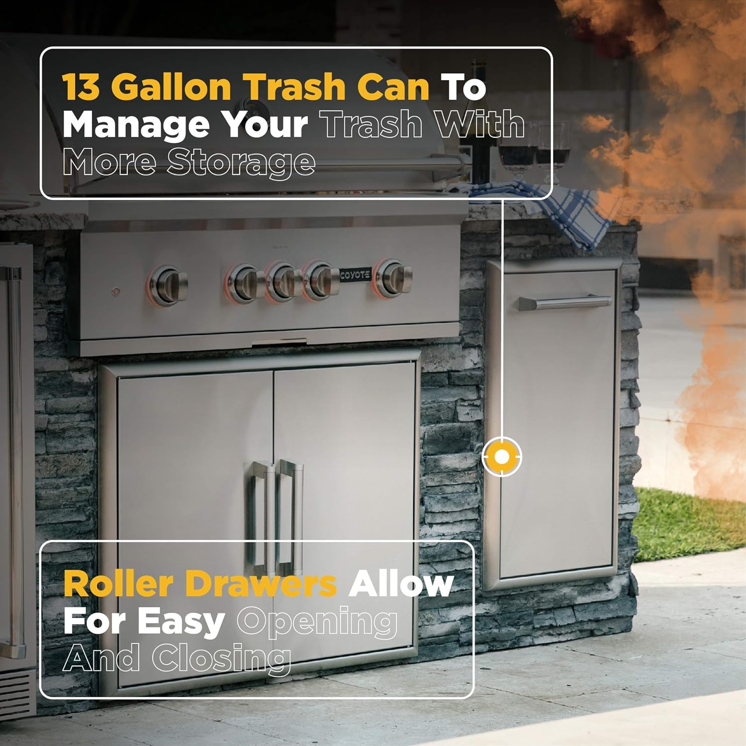 Stainless Steel Outdoor Pull-Out Trash Bin with Handle