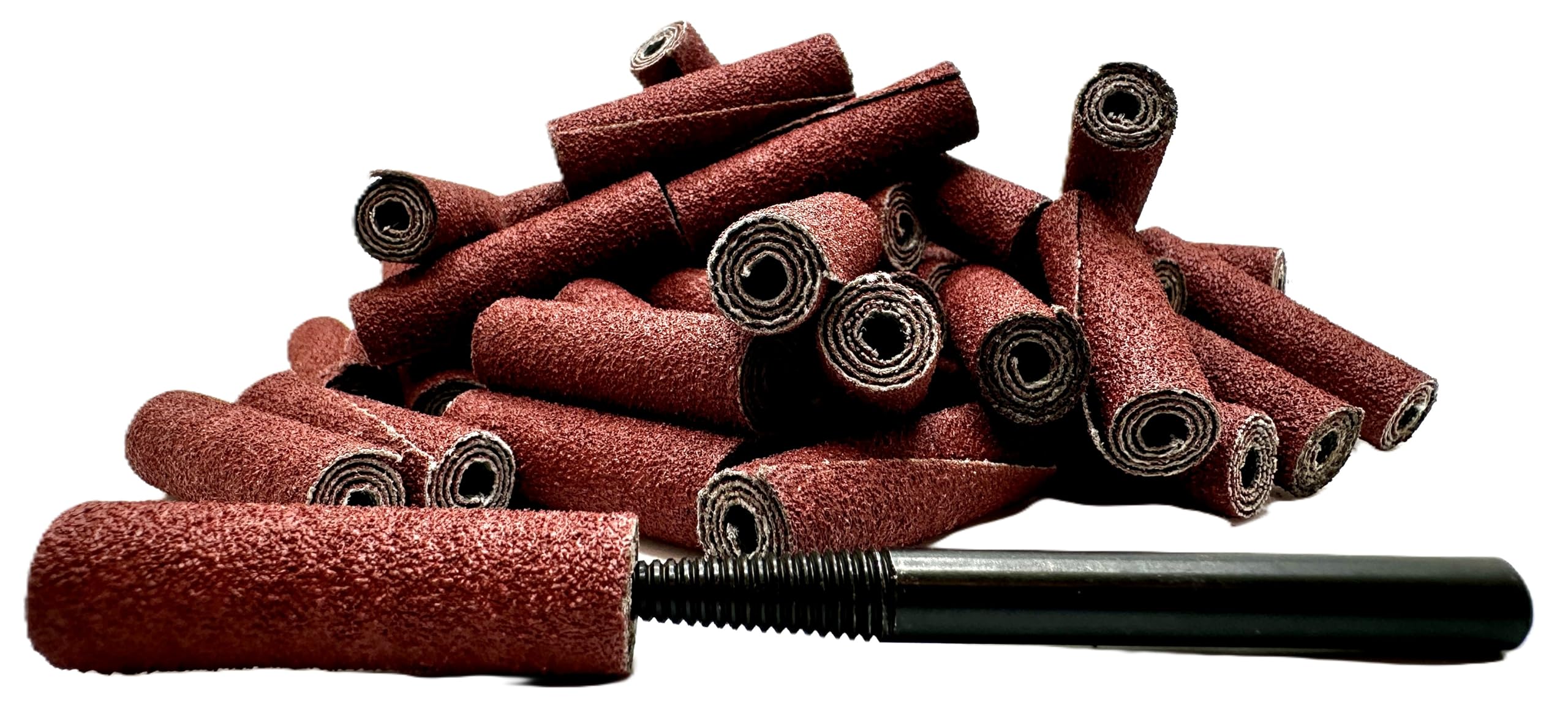 Pro-Graad 3/8” Diameter x 1-1/2” Length x 1/8” Pilot Hole 60 Grit Aluminum Oxide Straight/Untapered Cartridge Roll, 50 Pack, Includes 1x CR-9 Mandrel
