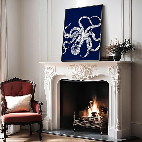Miniatura 4 de Poster Master Póster de pulpo azul marino, impresión acuática, arte de pared náutico, regalo para hombres, mujeres y amantes de los animales,