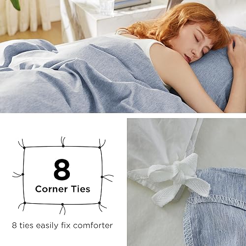 Miniatura 5 de Bedsure Funda de edredón azul tamaño Queen  Funda de edredón súper suave teñida catiónica para niños con cierre de cremallera, 3 piezas, incluye 1