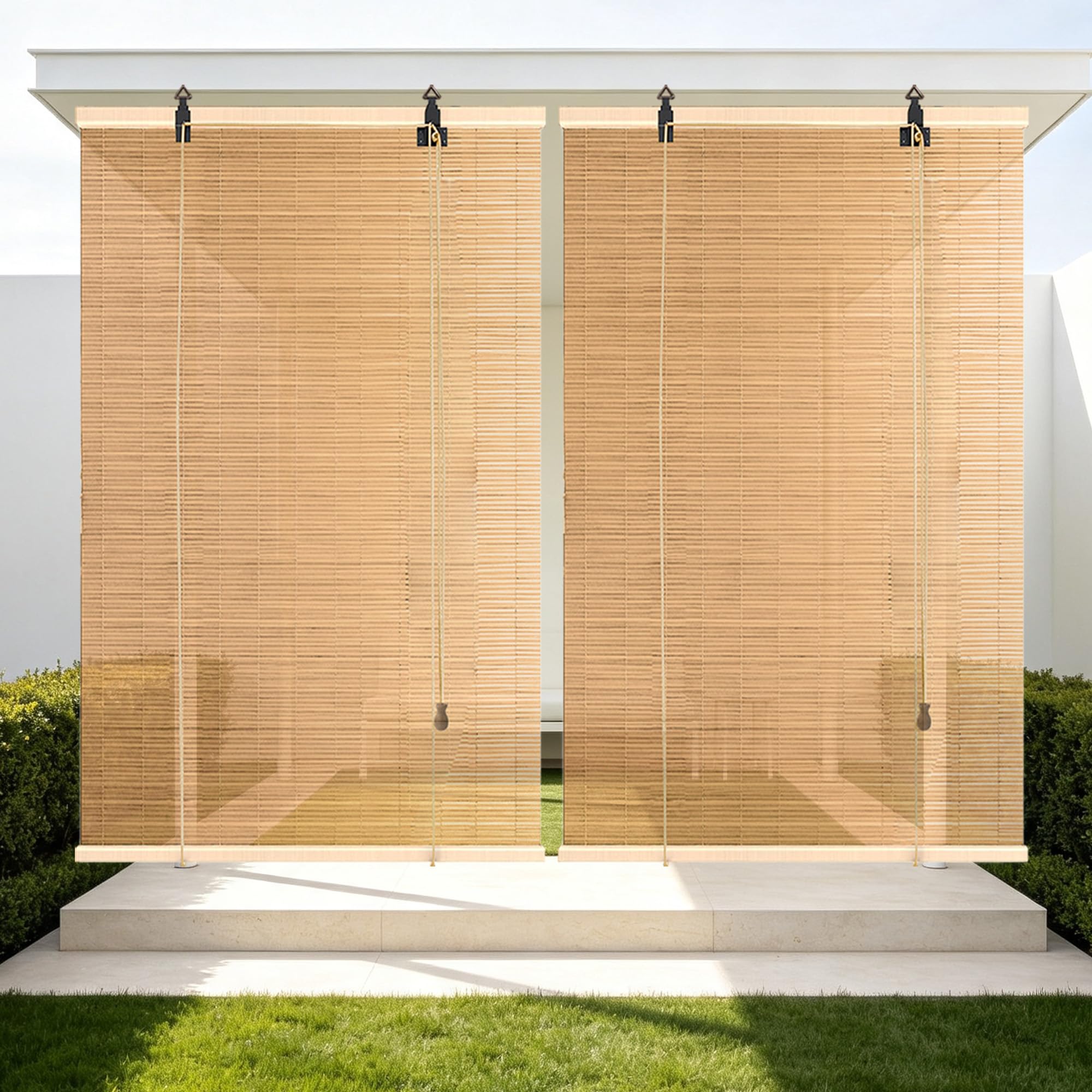 Store Bambou Intérieur Lames 70 x 120 cm Intimité Anti UV Rideaux en Roseau Imperméables pour Balcon et Terrasse, Couleur carbonisée