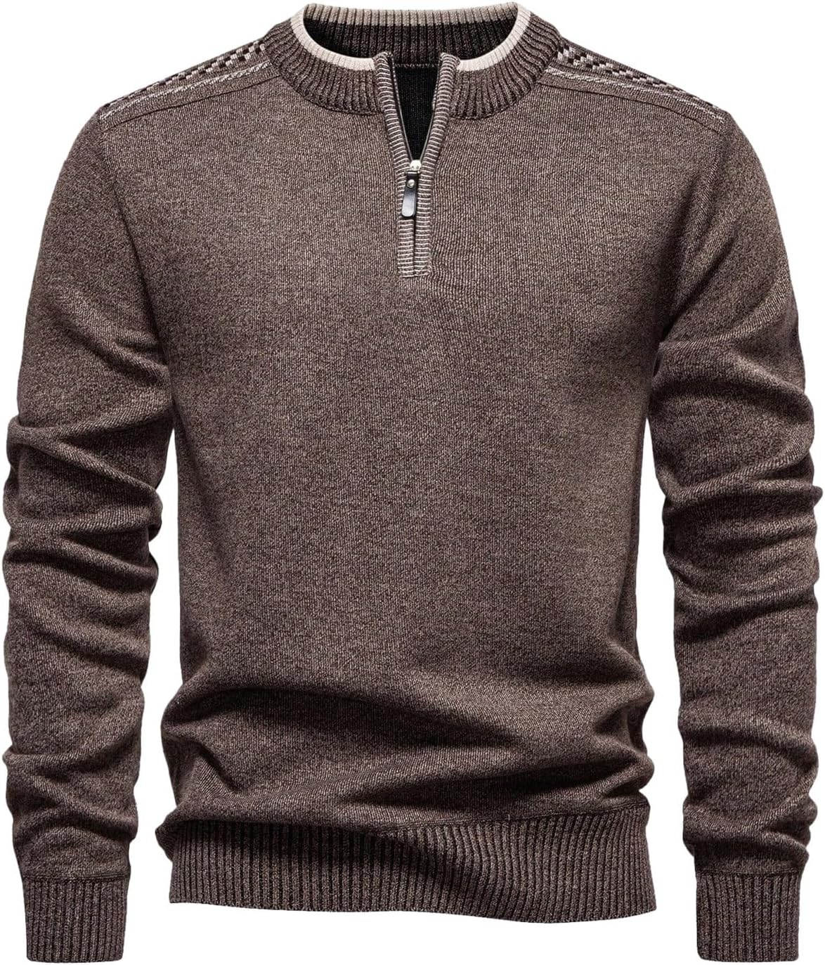 SOLY HUX Men's Quarter Zip Sweater Pullover Long Sleeve Crewneck Knit Vintage Tops