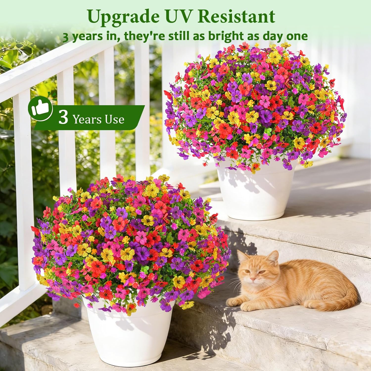 Yastouay Artificial Flowers for Outdoors, 36 Bundles Artificial Flowers for Decoration UV Resistant, Realistic Artificial Plants & Flowers Fake Flowers for Front Porch Window Box Outdoor Spring Decor - Image 6