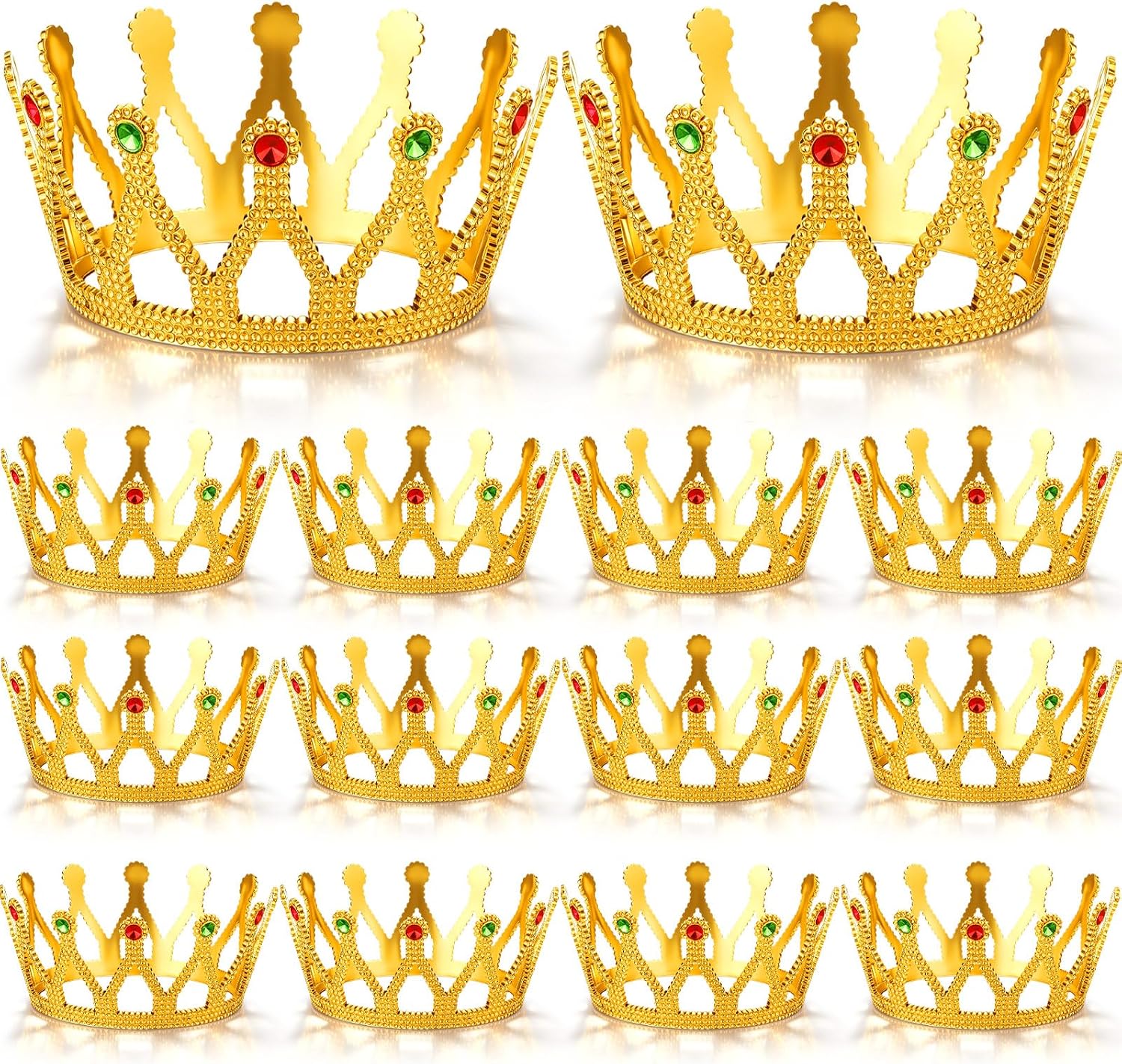 Quelay 12 Pcs King Crown Gold Adjustable Royal Prince Jeweled Crown Medieval for Party Birthday Royal Costume Fun Cosplay