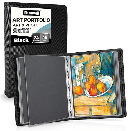Dunwell 9x12 Art Portfolio Binder, Black Mounting Paper, Portfolio Binder
