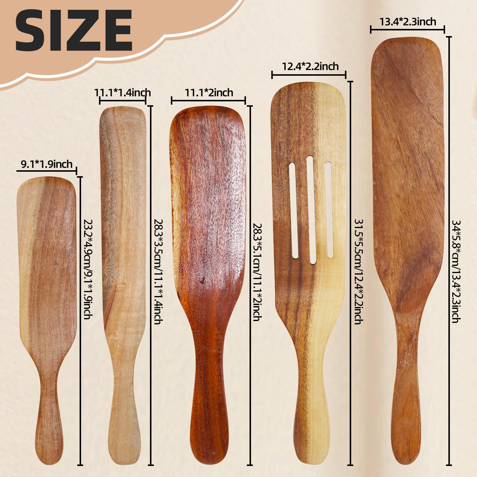 Holz-Schildkröten-Set, 5-teilig, natürliches Akazienholz, Küchenhelfer zum Kochen, kratzfester Rührspatel, Rühr- und Servierutensilien, hitzebeständiges, umweltfreundliches Küchenhelfer-Set
