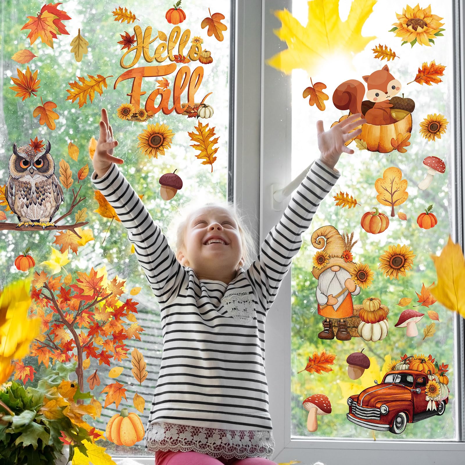 Double Sided Squirrel Window Stickers Squirrel Window Clings Autumn Fall Animal Wall Decals Woodland Animals Wall Stickers Cute Squirrel Wall Decals For Nursery Kids Bedroom Playroom Decor - View #8