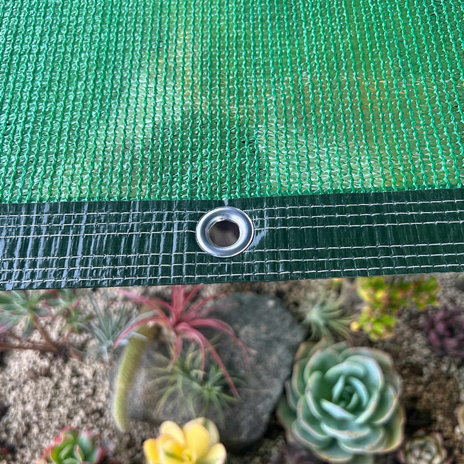 Grün Garten Pflanze Schattiernetz,Gewächshaus-Schattennetz,Blumen Schattierungsnetz,60% Sonnenschutznetz,Geländer Beschattungsnetz,Wasser-und Luftdurchlässig,mit Ösen,6-Polig (4x5m/13x16.4ft)