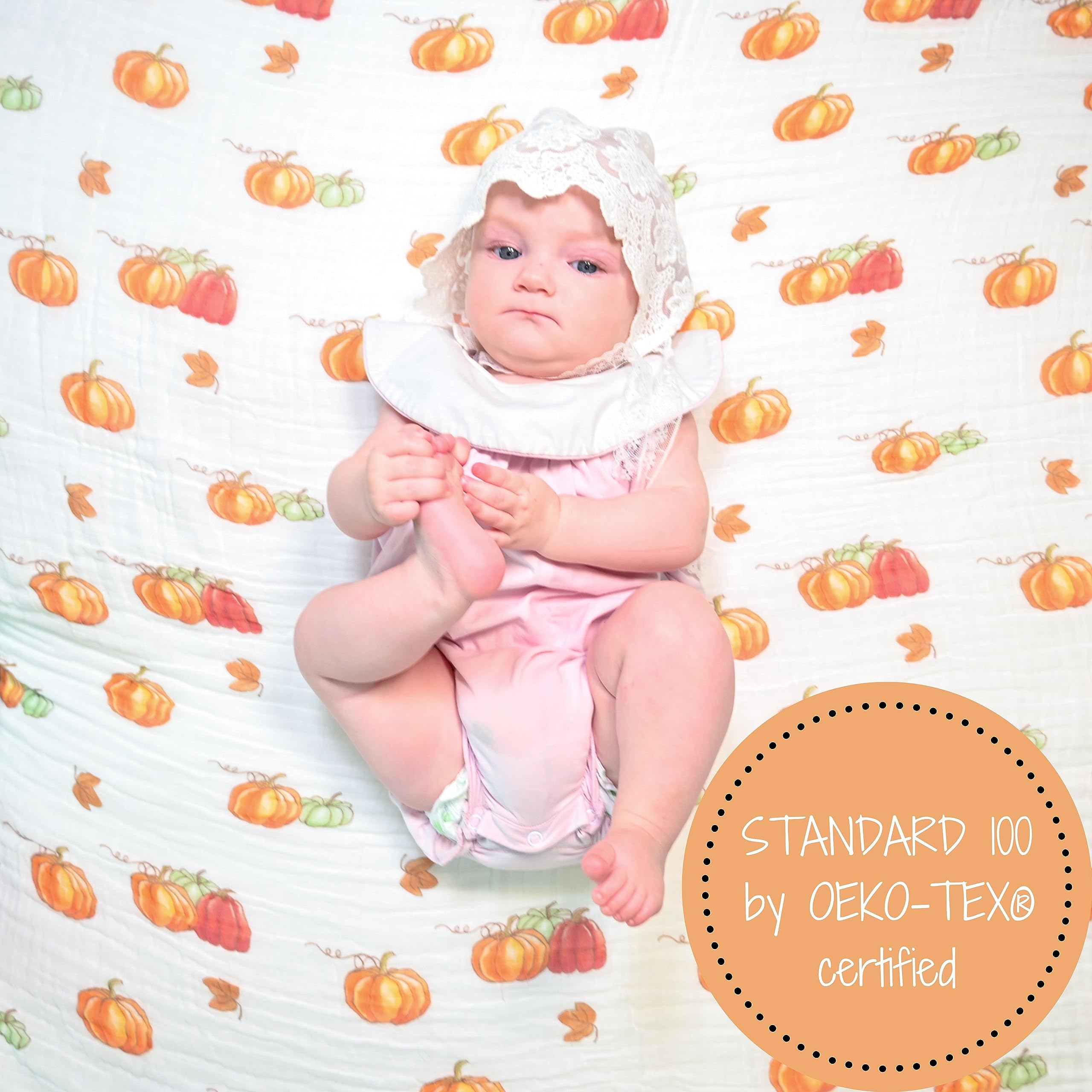 LollyBanks Muślinowy koc do przewijania | 100% bawełna | koc dla noworodka i niemowląt | duży 120 x 119 cm dla dziewcząt | lekki i oddychający |