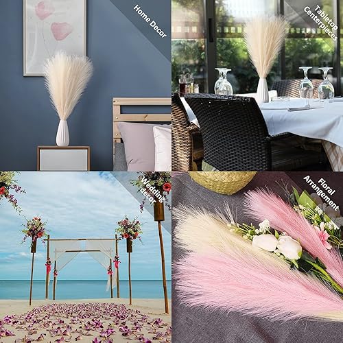 Miniatura 3 de EVODIS Decoración de hierba de las pampas, 6 tallos de 18 pulgadas, arreglo floral pequeño y relleno de jarrón para decoración bohemia del hogar,