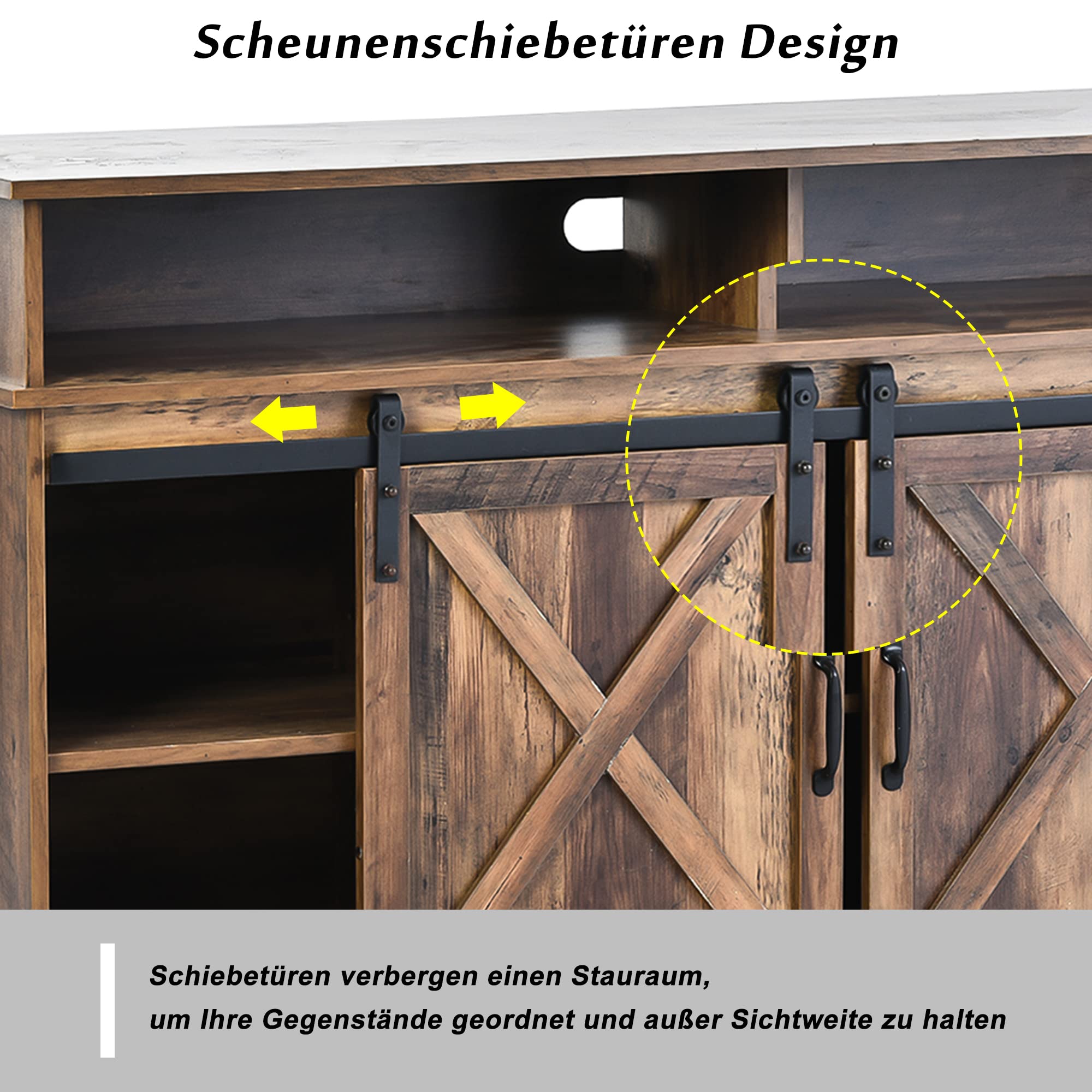 sogesfurniture Mobile da cucina, mobile TV, con porta scorrevole, per cucina, soggiorno, studio, stile industriale, 148 x 40 x 78 cm