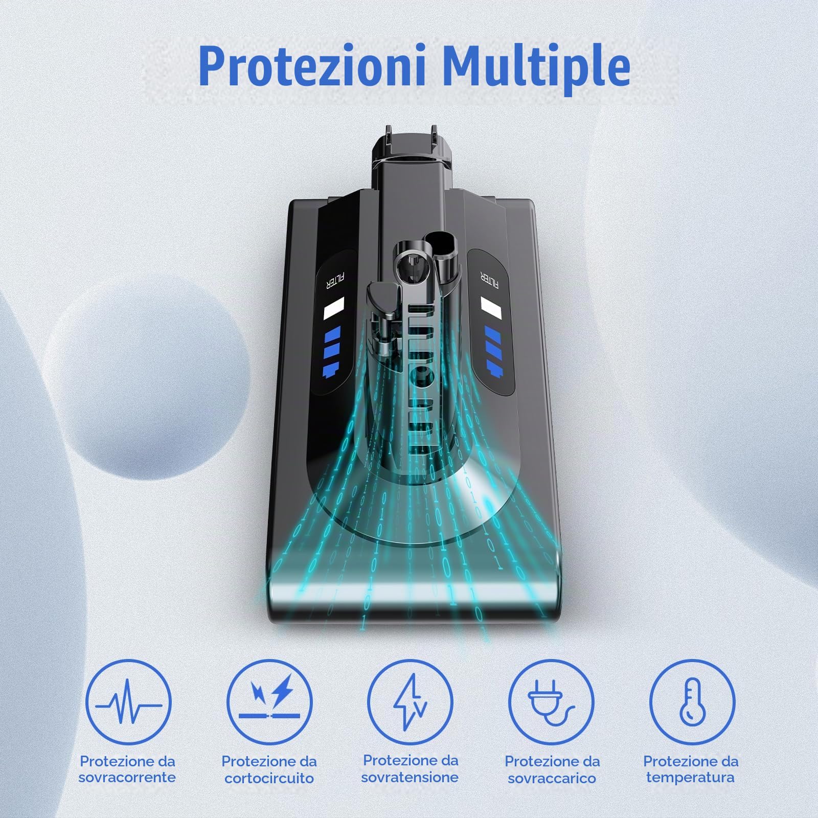 Rapthor V10, batteria sostitutiva per Dyson V10, 75,6 Wh 25,2 V SV12, compatibile con V10 Absolute, V10 Animal, V10 Total Clean, V10 Cyclone Series Aspirapolvere (non per V10 Digital Slim Fluffy)