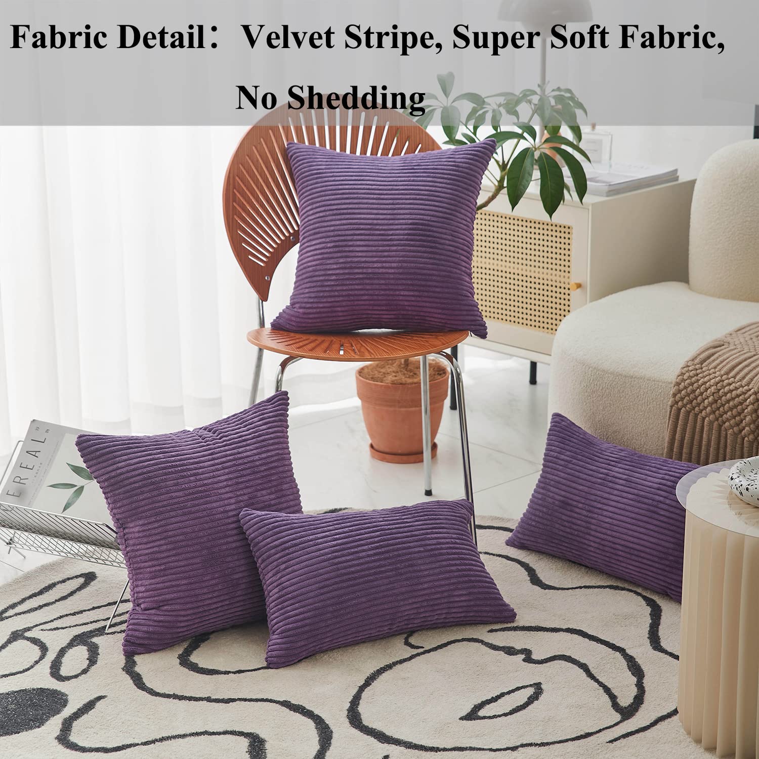 Home Brilliant Crème kussenslopen voor slaapbank, super zachte corduroy Home Brilliant Crème kussenslopen voor slaapbank, super zachte corduroy
