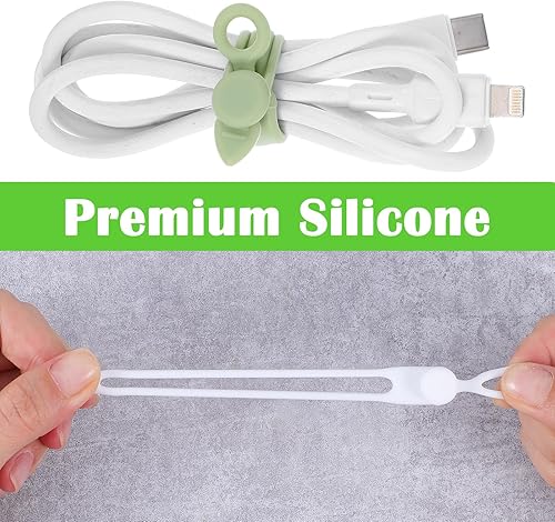 Miniatura 4 de 35 correas de silicona para cables, organizador de cables para empaquetar auriculares, teléfonos, cargadores de computadora, cables reutilizables,