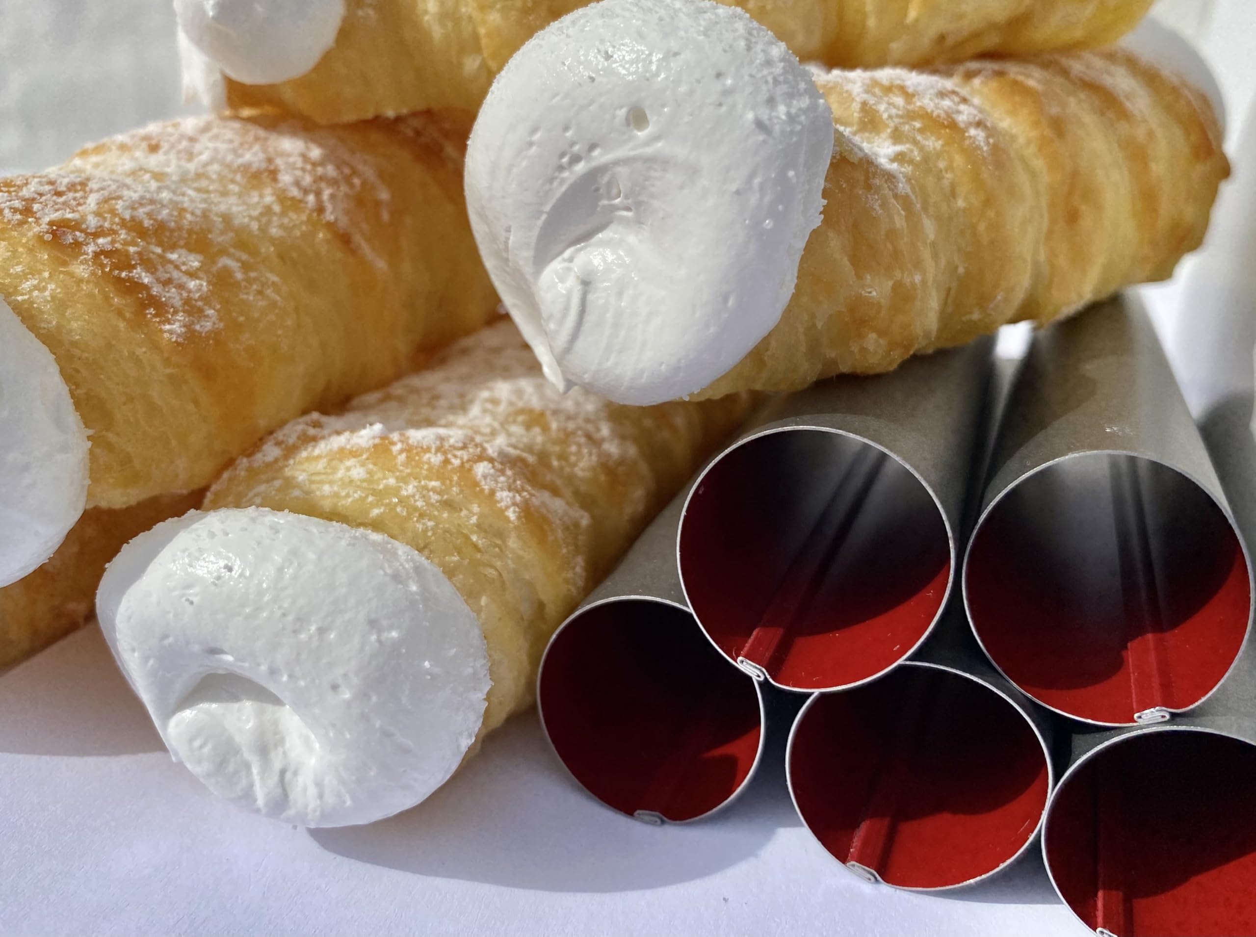 Schaumrollen Formen 13 cm, 5er Set – Schillerlockenformen mit Antihaftbeschichtung - Cannoli Röhrchen zum Backen für Schaumrollen, Sahnerollen und Blätterteig