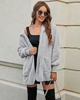 LookbookStore Women's Oversized Open Front Hooded Draped Pocketed