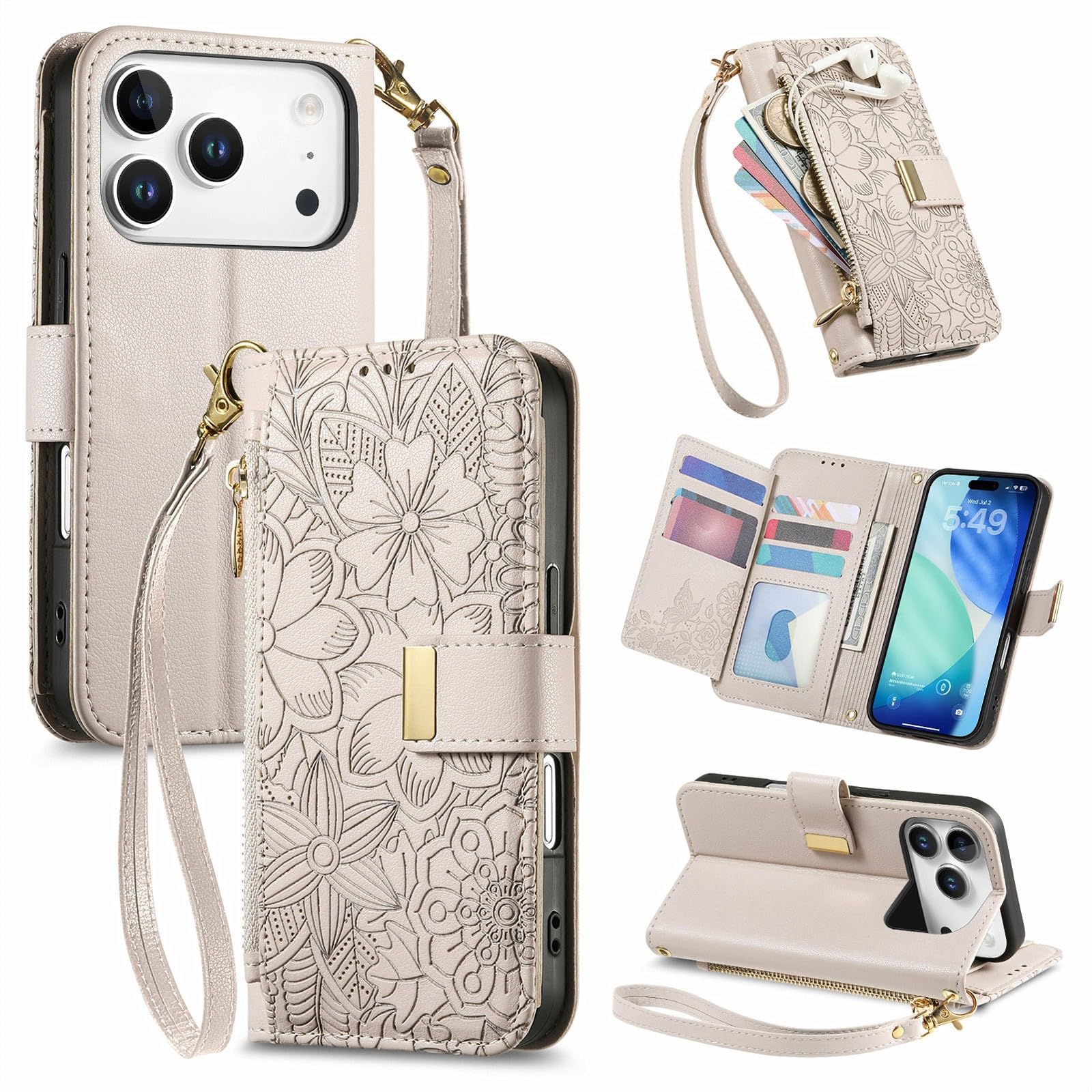 Housse iPhone 17 Pro Max fleur beige pour sorties et quotidien - 8