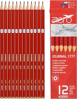Aero Graphite Professional Drawing Pencils - Set of 12 6B Pre-Sharpened Black Lead Pencils; Perfect for Drawing, Sketching and Shading, Graphic and Fine Art